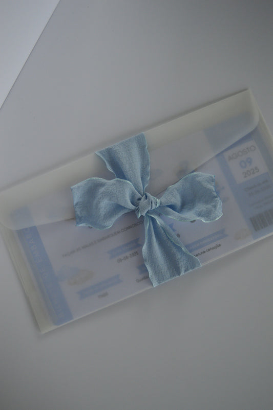 Convite Bilhete de Embarque (Azul e Rosa)